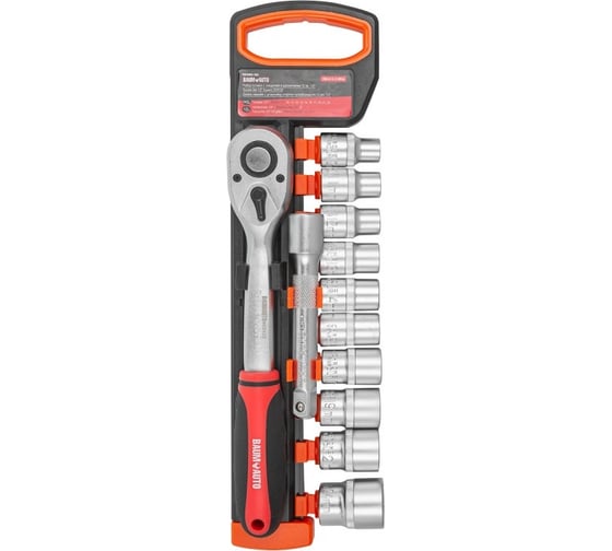 Изображение товара Набор инструментов BaumAuto головки с трещоткой и удлинителем, 1/2", 10-15, 17, 19, 21, 24 мм, 12 предметов BM-012-5MSA(54781)