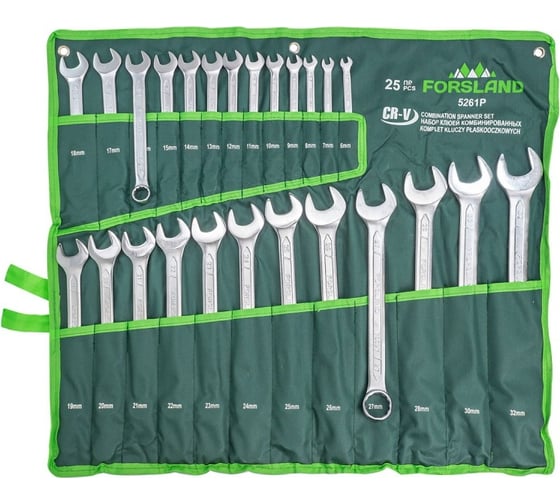 Изображение товара Набор комбинированных ключей Forsland 6-28, 30, 32 мм, 25 предметов Forsland-5261P(55048)