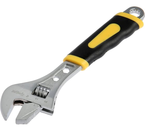 Изображение товара Разводной ключ ТУНДРА 2 варианта зажима, гайки 4-6-12 мм, 2К рукоятка, 200 мм 1647024