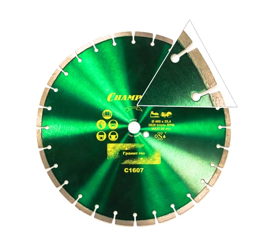 Изображение товара Диск алмазный по бетону 400х25,4х10 мм CHAMPION Гранит PRO Laser Granite C1607