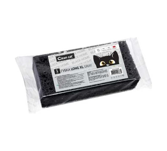 Изображение товара Губка EUROHOUSE CleanCat Black Home Long XL gray, 1 шт., размер 15,5x7,2x4 см ГКК386