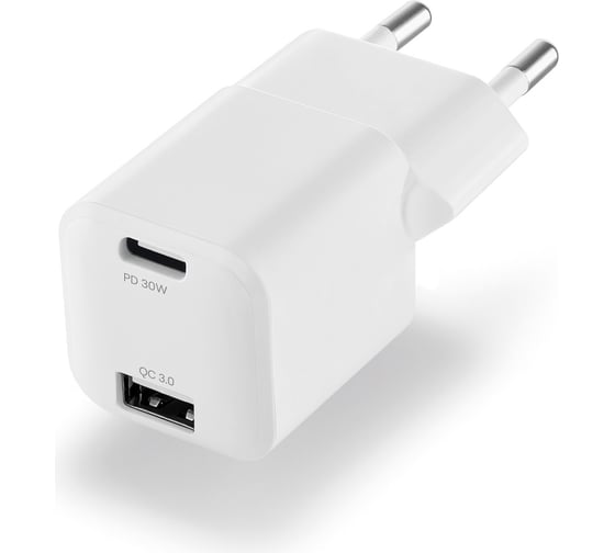 Изображение товара Сетевое зарядное устройство uBear Pulse Dual, GaN, 30 Вт WC13WHPD30QC18-AC