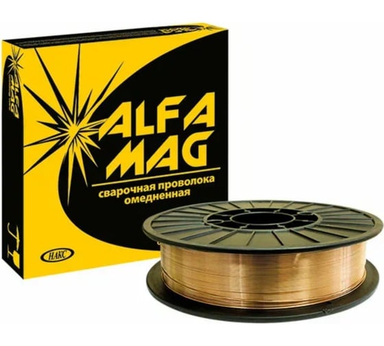 Изображение товара Проволока СВ08Г2С омедненная (SG-2) 1.6 мм, 15 кг (D300) желтый AlfaMag 513093