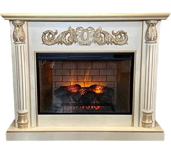 Изображение товара Каминокомплект InterFlame Лорд с FOTON 21-33 бежевый золотой патиной Лорд с FOTON 21-33 бежевый ЗП