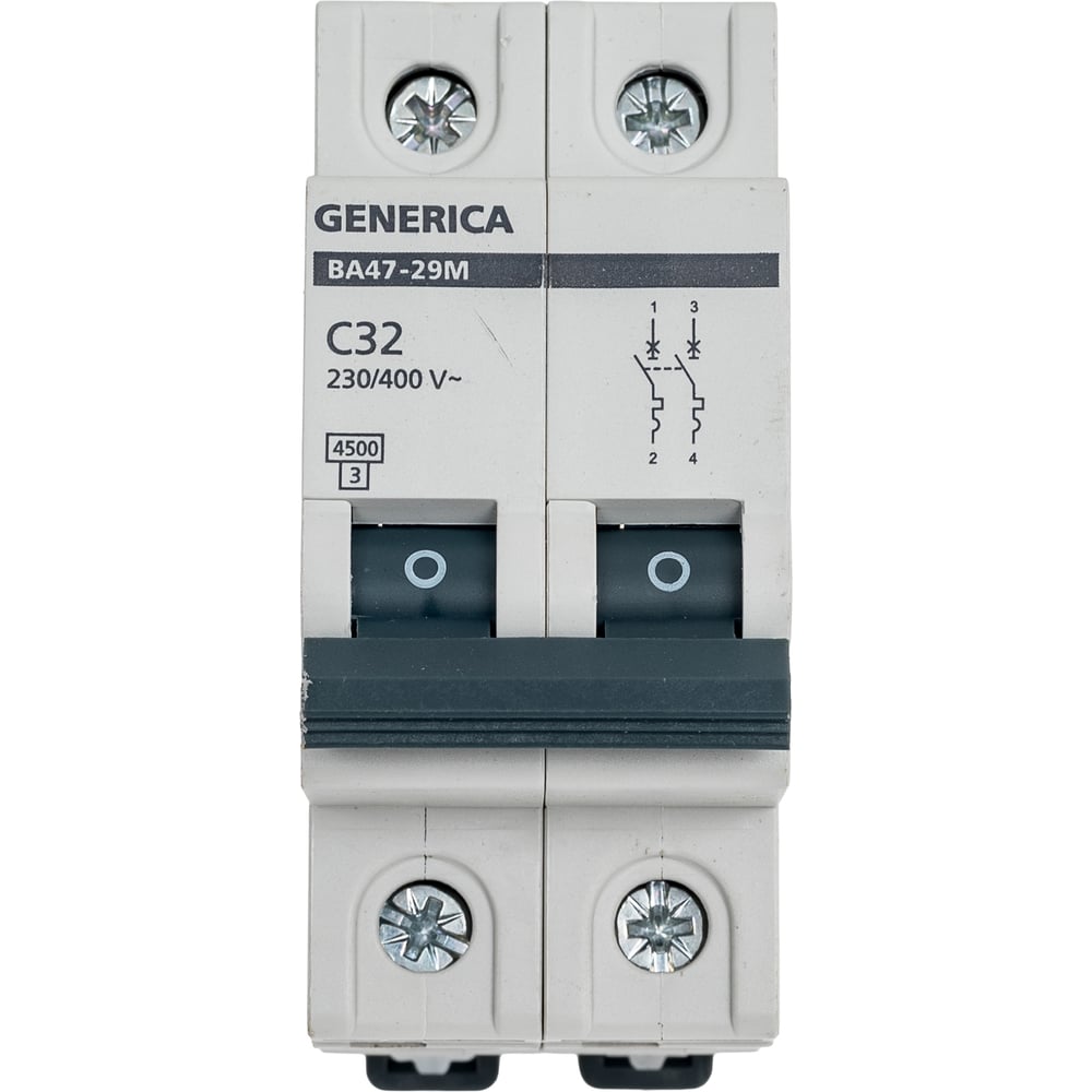 Изображение товара Автоматический выключатель GENERICA ва47-29м 2p 32а 4,5ка c MVA21-2-032-C-G