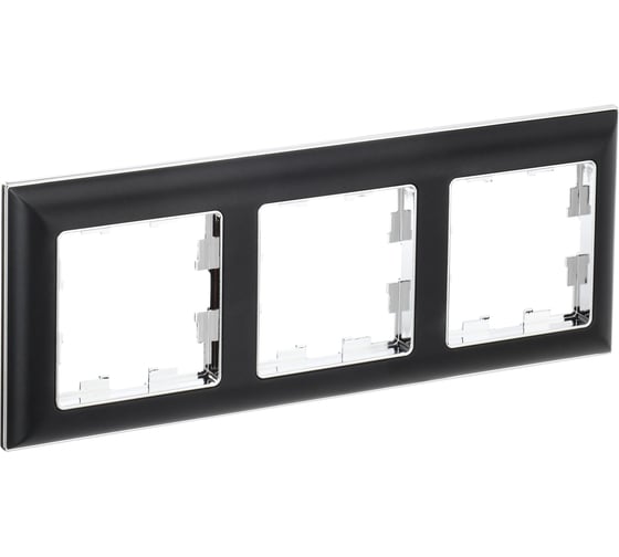 Изображение товара 3-местная рамка IEK Brite ру-3-бр хром/черный BR-M32-12-2-K23