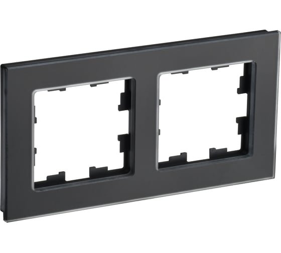 Изображение товара 2-местная рамка IEK Brite ру-2-2-бр стекло черный матовый BR-M22-G-31-K02