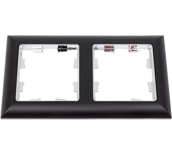 Изображение товара 2-местная рамка IEK Brite ру-2-бр хром/черный BR-M22-12-2-K23