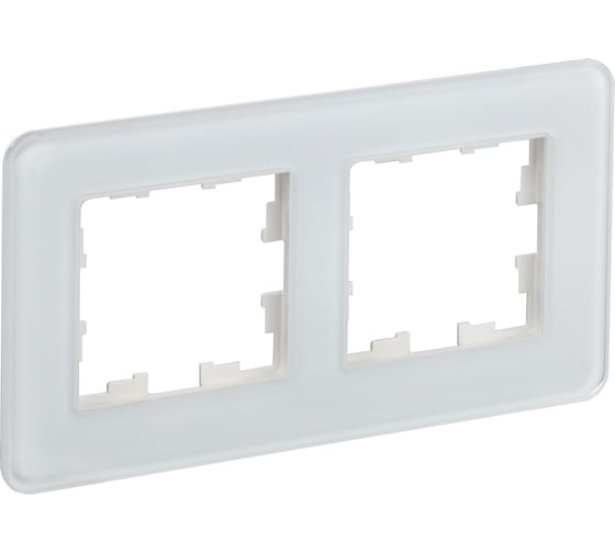 Изображение товара 2-местная рамка IEK Brite ру-2-2-бр стекло белый re BR-M22-G-41-K01