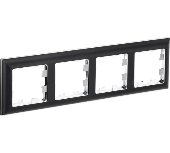 Изображение товара 4-местная рамка IEK Brite ру-4-бр хром/черный BR-M42-12-2-K23