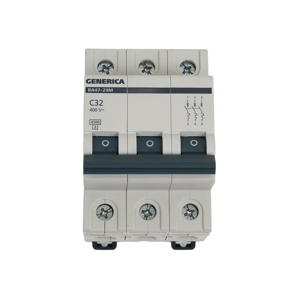 Изображение товара Автоматический выключатель GENERICA ва47-29м 3p 32А защитное устройство