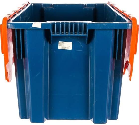 Изображение товара Ящик п/э 600х400х350, сплошной, синий с оранжевой крышкой Тара.ру 18661