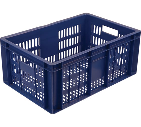 Изображение товара Колбасный ящик, п/э 600х400х250 с перфорацией синий, вес 1,6 кг Тара.ру 00377