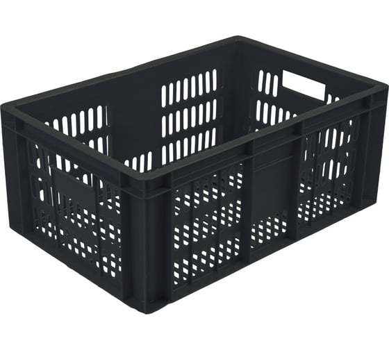 Изображение товара Колбасный ящик п/э 600х400х250 с перфорацией черный, вес 1,6 кг Тара.ру 00378