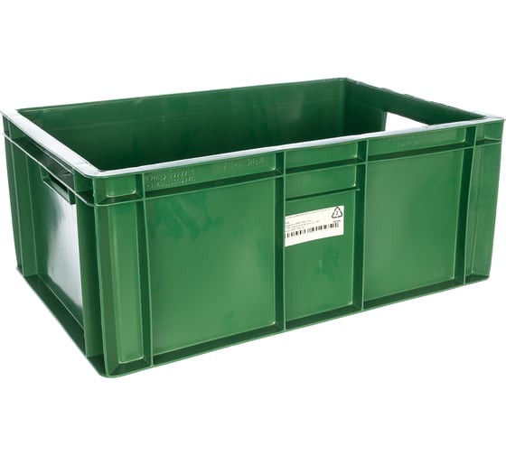 Изображение товара Мясной ящик п/э 600х400х250 сплошной зеленый, вес 2,2 кг Тара.ру 01095