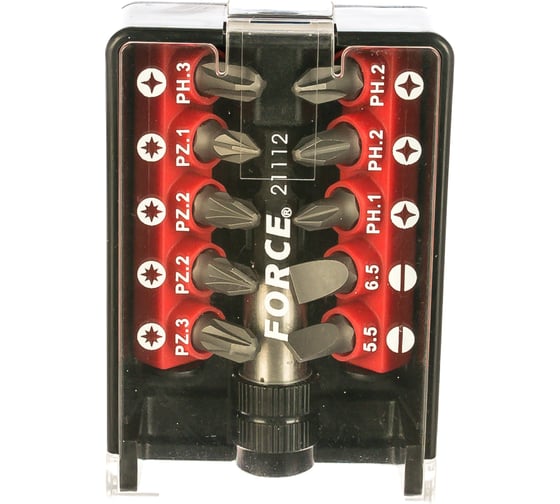 Изображение товара Набор бит 11 шт, в пластиковом кейсе FORCE 21112