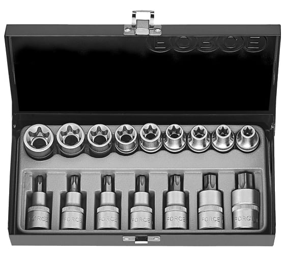 Изображение товара Набор головок 1/2", Е10-Е24 и Т40-Т70, 17 шт. FORCE 4172