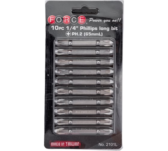 Изображение товара Набор бит РН2, двусторонние 10 шт. FORCE 2101L
