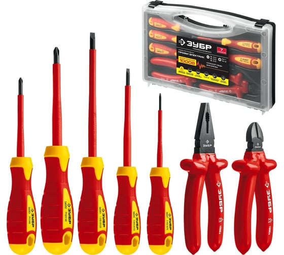 Изображение товара Набор диэлектрического губцевого инструмента ЗУБР Профессионал 7 предм. 2214-H7_z01