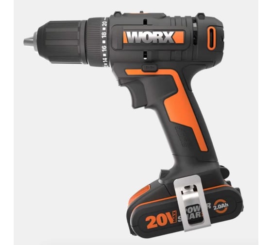Изображение товара Аккумуляторная дрель-шуруповерт WORX WX108 45Нм, 20В, 2Ач x2, ЗУ 2А, кейс