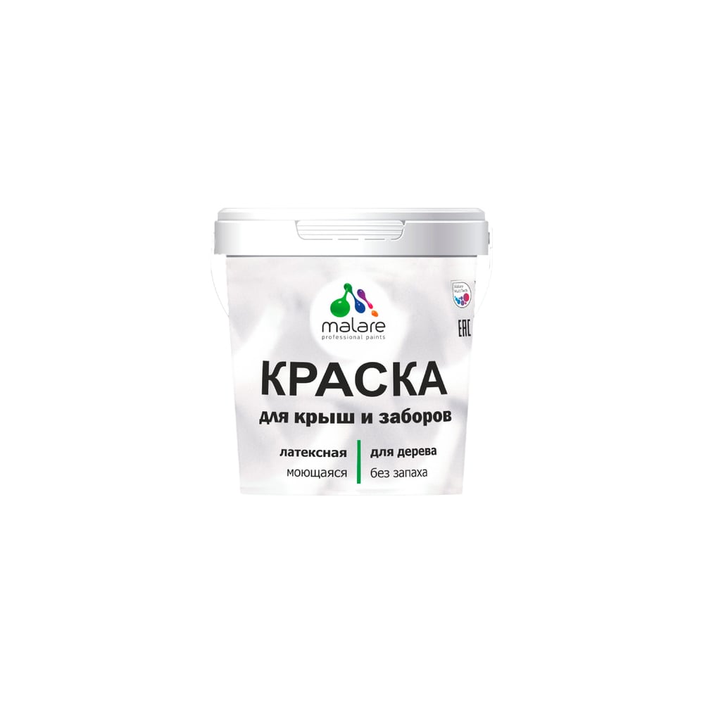Изображение товара Краска для деревянного забора и кровли из шифера MALARE индиго 1 кг водоэмульсионная