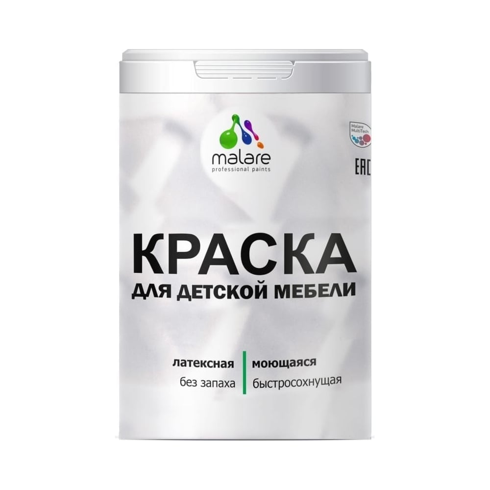 Изображение товара Краска для детской мебели MALARE латексная моющаяся мармелад 2 кг