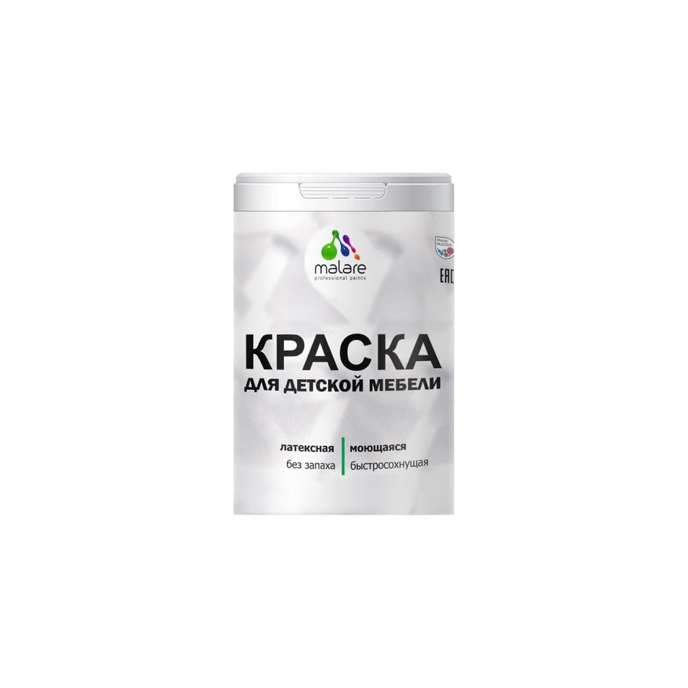Изображение товара Краска для детской мебели MALARE латексная, моющаяся, линия ветра, 2 кг 2038068084548
