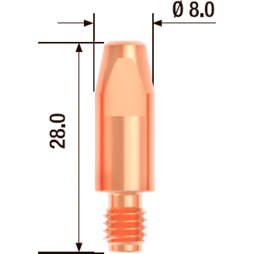 Контактный наконечник FUBAG контактный наконечник m6х28 мм fubag fb ctm6 28 08 ecu d 0 8 мм 10 шт