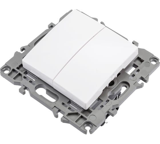 Изображение товара Двойной выключатель ЭРА 14-1104-01 10АХ-250В, IP20, Elegance, белый Б0034229