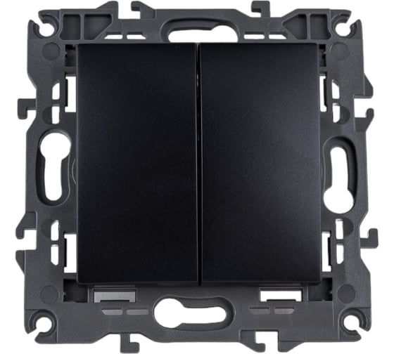 Изображение товара Двойной переключатель ЭРА Elegance 10АХ-250В, IP20, антрацит 14-1106-05 Б0034247