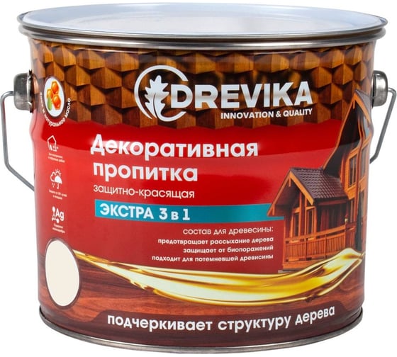 Изображение товара Декоративная пропитка Drevika экстра 3 в 1 орех, 3 л 255352