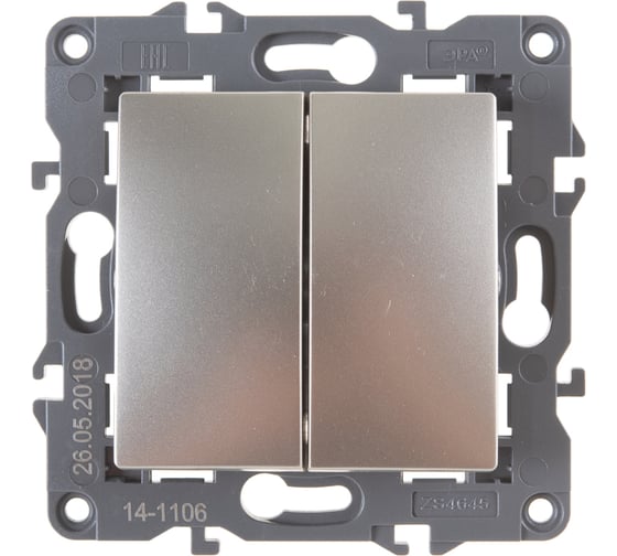 Изображение товара Двойной переключатель ЭРА Elegance 10АХ-250В, IP20, шампань 14-1106-04 Б0034246
