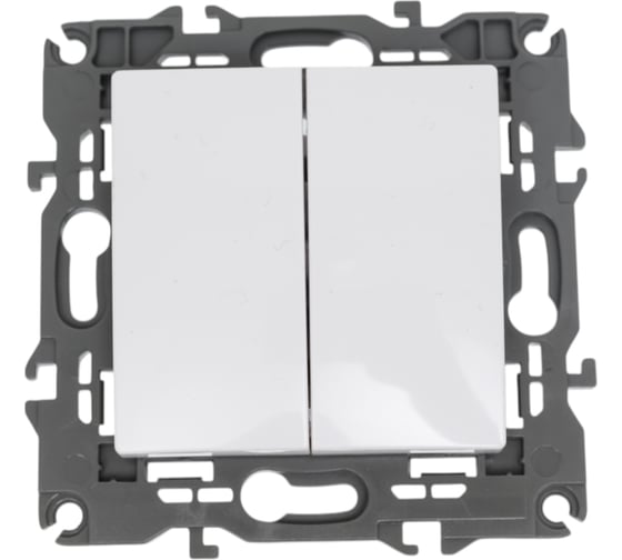 Изображение товара Двойной переключатель ЭРА Elegance 10АХ-250В, IP20, белый 14-1106-01 Б0034243