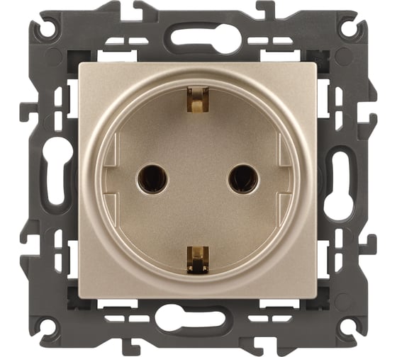 Изображение товара Розетка со шторками ЭРА Elegance 2P+E Schuko, 16A-250В, IP20, шампань 14-2102-04 Б0034275