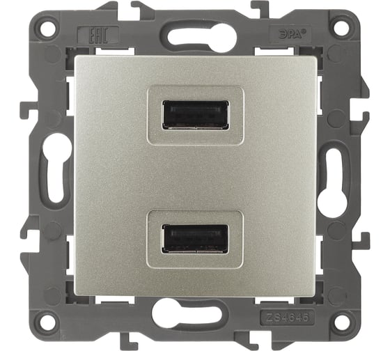 Изображение товара Зарядное устройство USB ЭРА 14-4110-04 230В/5В-2100мА, IP20, Elegance, шампань Б0034371