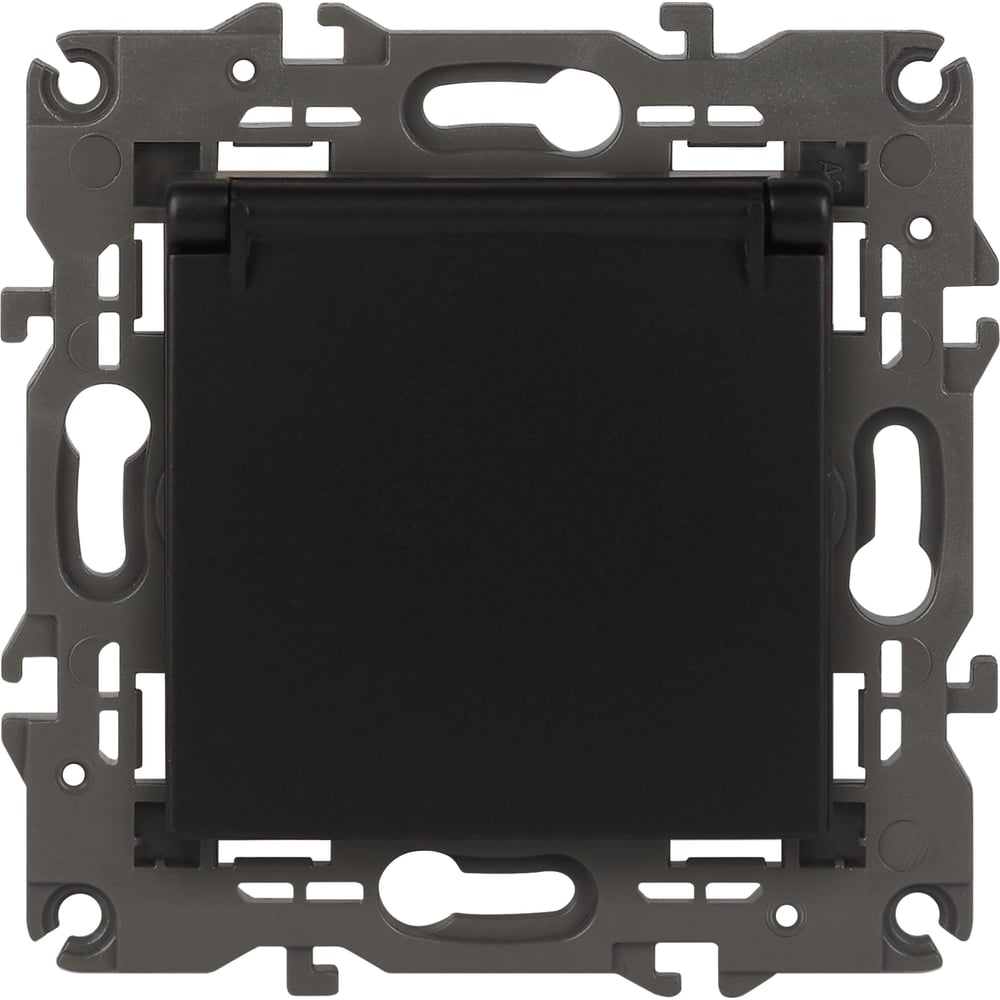 Изображение товара Розетка со штор с крышкой ЭРА Elegance 16A-250В IP20 антрацит