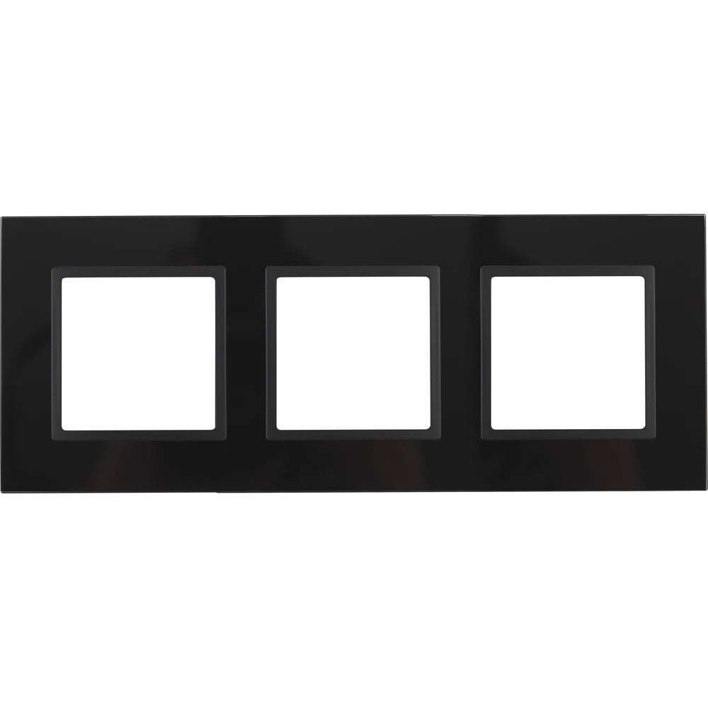 Рамка эра 14-5103-05 на 3 поста, стекло, elegance, чёрный+антрацит б0034510 - фото 1