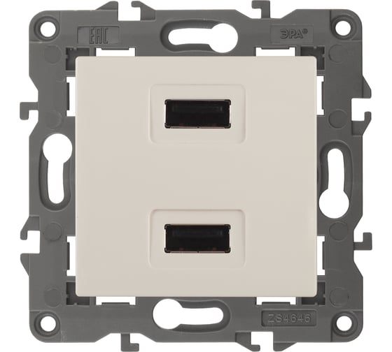 Изображение товара Зарядное устройство USB ЭРА 14-4110-02  230В/5В-2100мА, IP20, Elegance, слоновая кость Б0034359