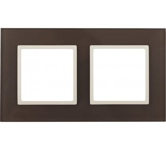 Изображение товара Рамка ЭРА 14-5102-31 на 2 поста, стекло, Elegance, мокко+слоновая кость Б0034503