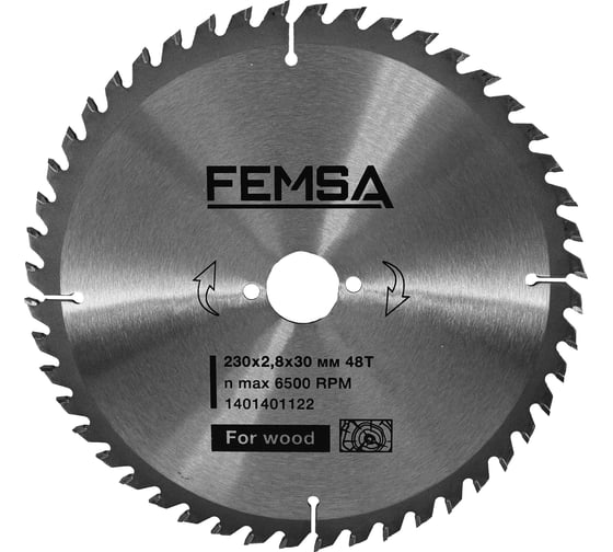 Изображение товара Диск пильный по дереву ST 230x2.8x30 мм, 48T FEMSA 1401401122