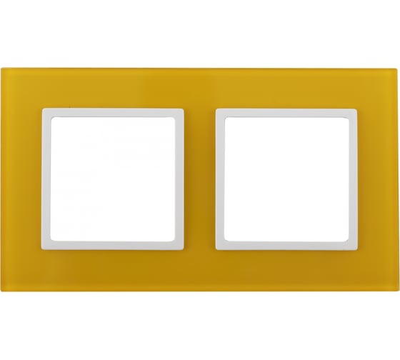 Изображение товара Рамка ЭРА 14-5102-21 на 2 поста, стекло, Elegance, жёлтый+белый Б0034494