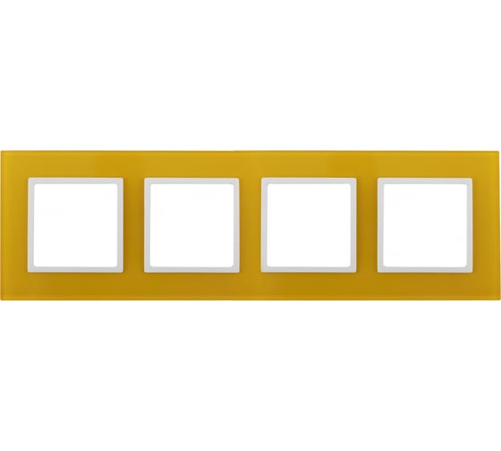 Изображение товара Рамка ЭРА 14-5104-21 на 4 поста, стекло, Elegance, жёлтый+белый Б0034530