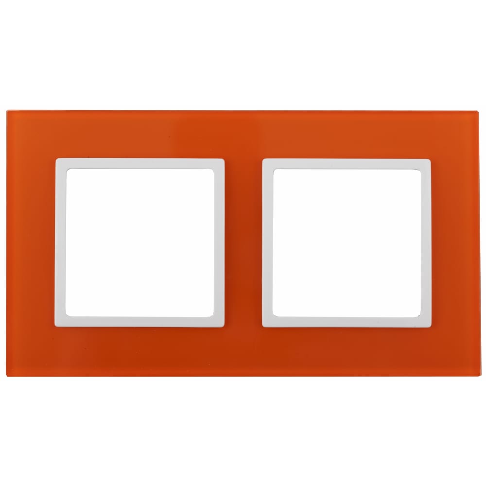 Рамка эра 14-5102-22 на 2 поста, стекло, elegance, оранжевый+белый б0034495 - фото 1
