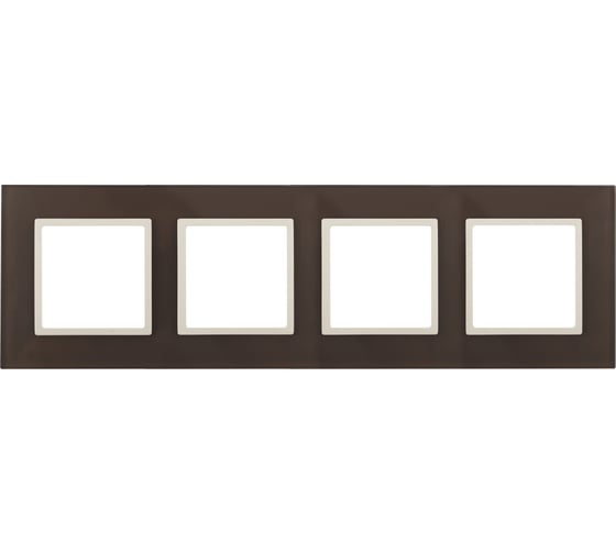 Изображение товара Рамка ЭРА 14-5104-31 на 4 поста, стекло, Elegance, мокко+слоновая кость Б0034539
