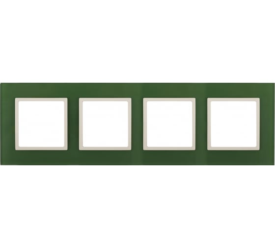 Изображение товара Рамка ЭРА 14-5104-27 на 4 поста, стекло, Elegance, зелёный+слоновая кость Б0034535