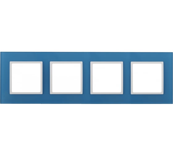 Изображение товара Рамка ЭРА 14-5104-28 на 4 поста, стекло, Elegance, голубой+белый Б0034536