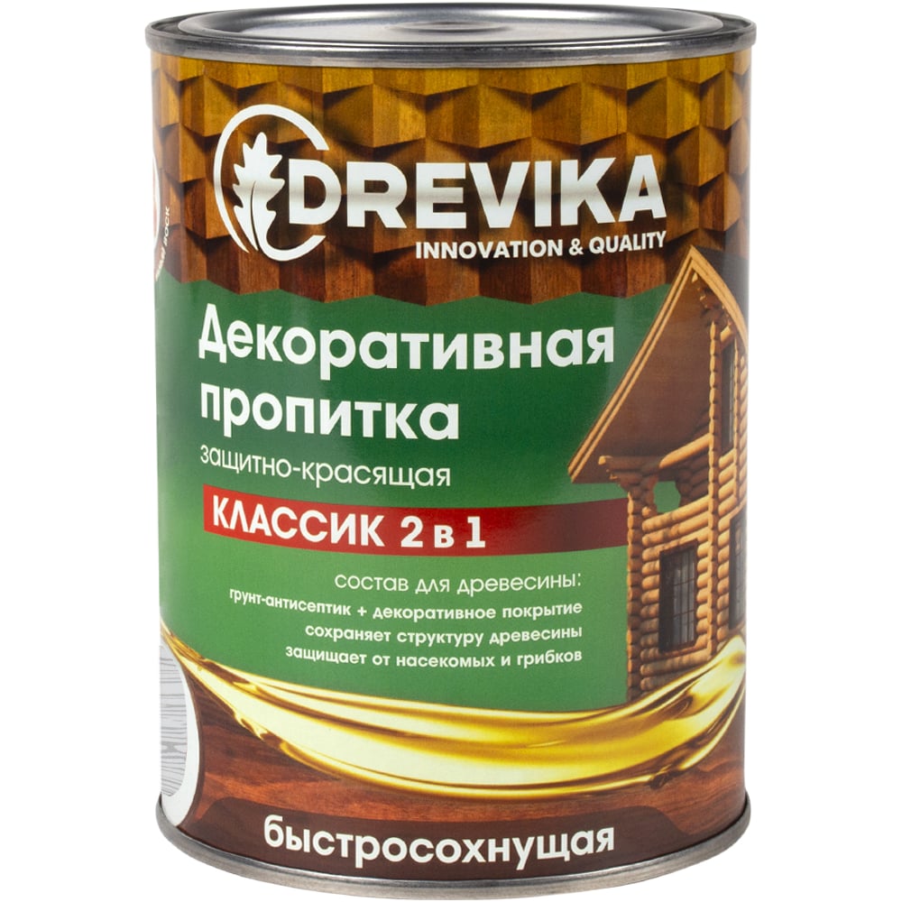 Изображение товара Декоративная пропитка Drevika классик 2 в 1 бесцветная 0.75 л для защиты дерева