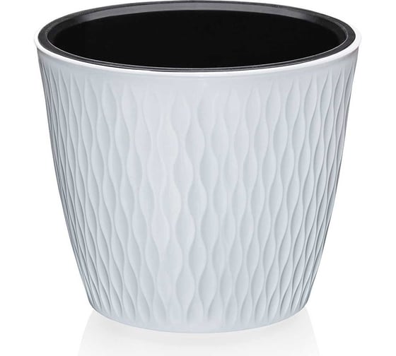 Изображение товара Круглое кашпо с вкладышем Эльфпласт Kerama 1.1 л, белый, d 132 мм, h 118 мм 066926