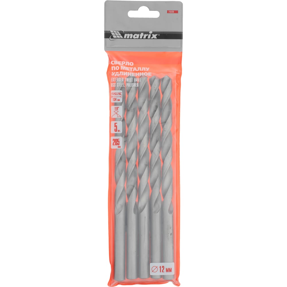 Изображение товара Сверло по металлу удлиненное MATRIX 715120 12 мм 5 шт