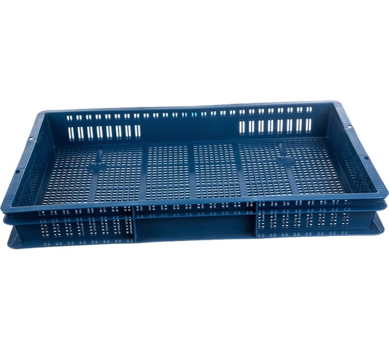 Изображение товара Ящик п/э с перфорацией 600x400x75 синий Тара.ру 07729